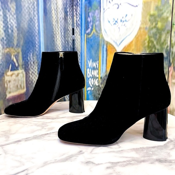 Kate Spade Reenie Velvet Booties Jewel Rhinestone Ankle Heel Black 10M GUC - Picture 3 of 11